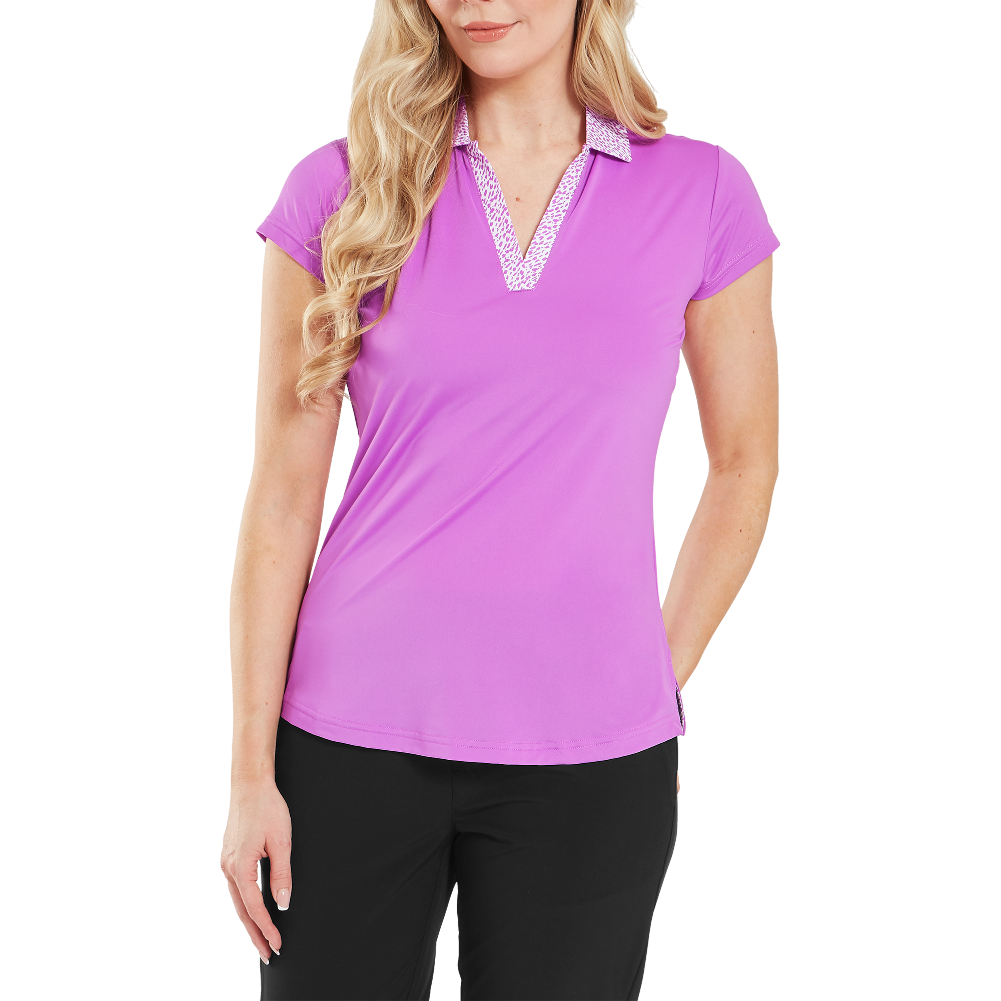 Cap Sleeve Print Trim Lisle