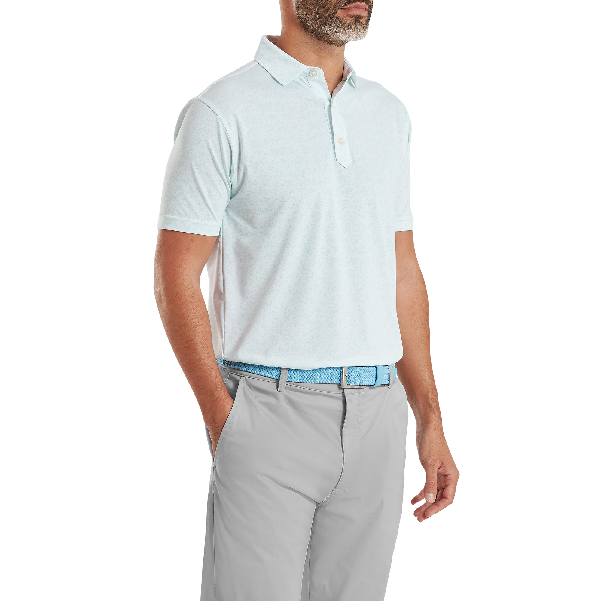 Polo en fil d'Ecosse imprim&eacute; fleuri