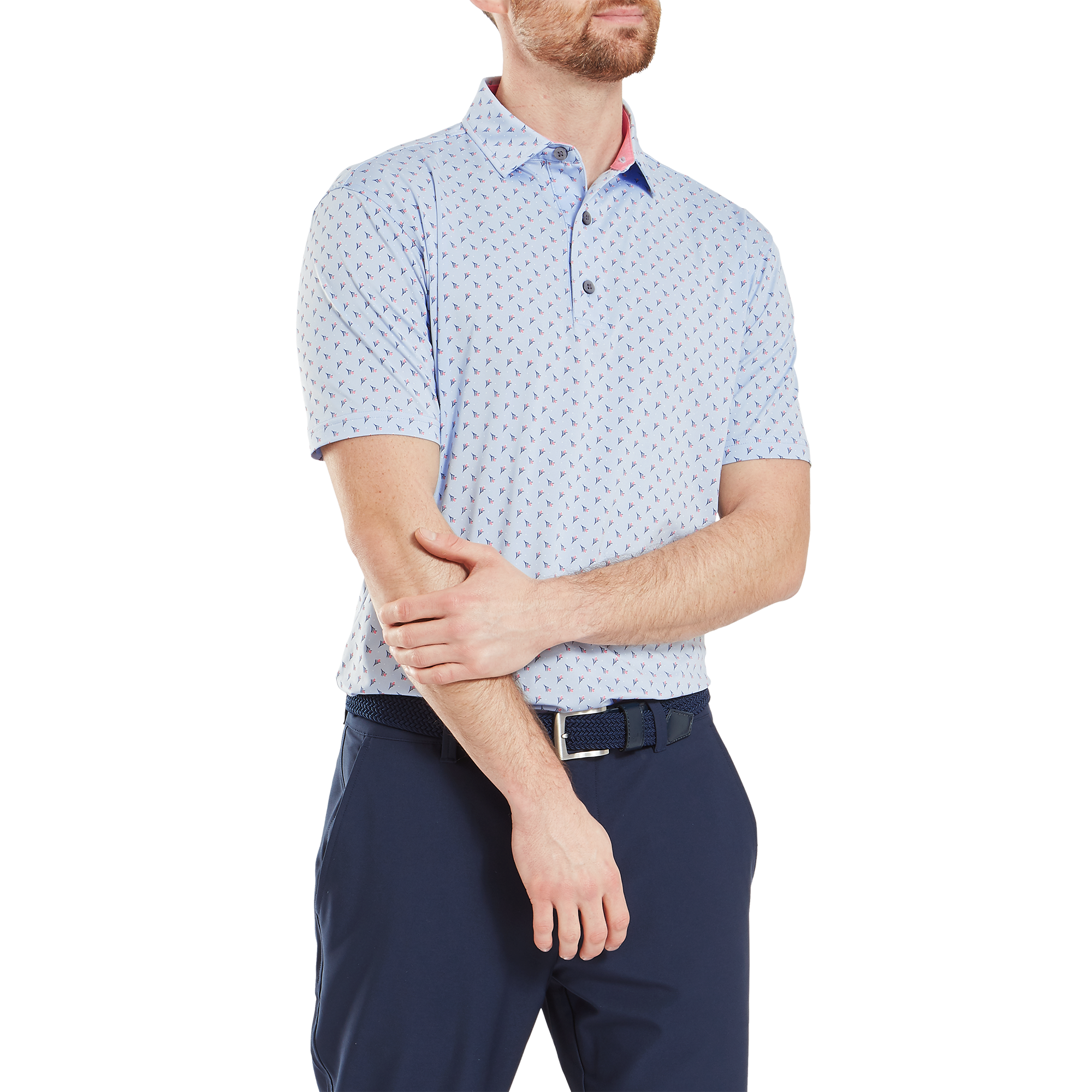 Polo en fil d'Ecosse imprim&eacute; bourgeon