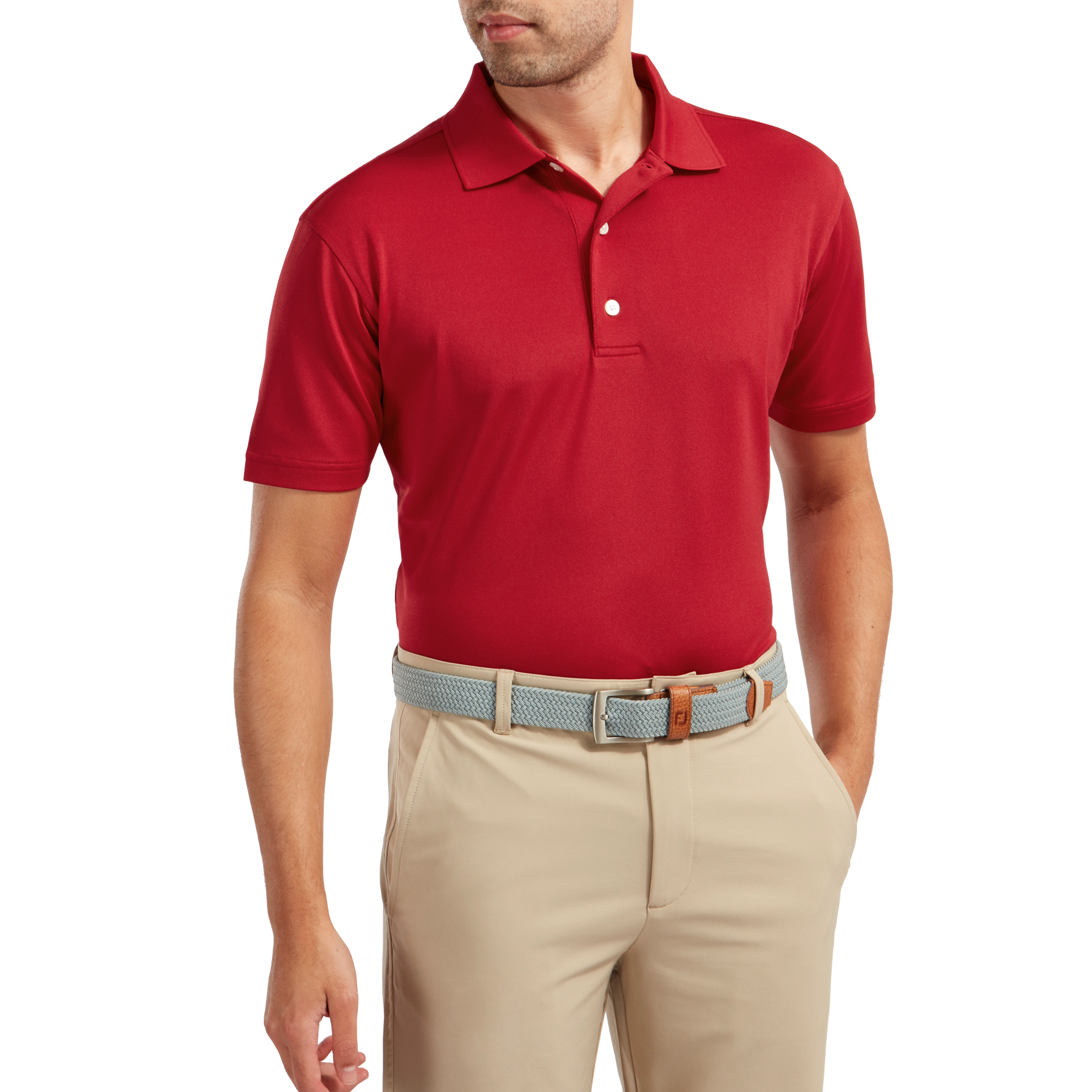 Stretch Pique Solid Rib Knit Collar