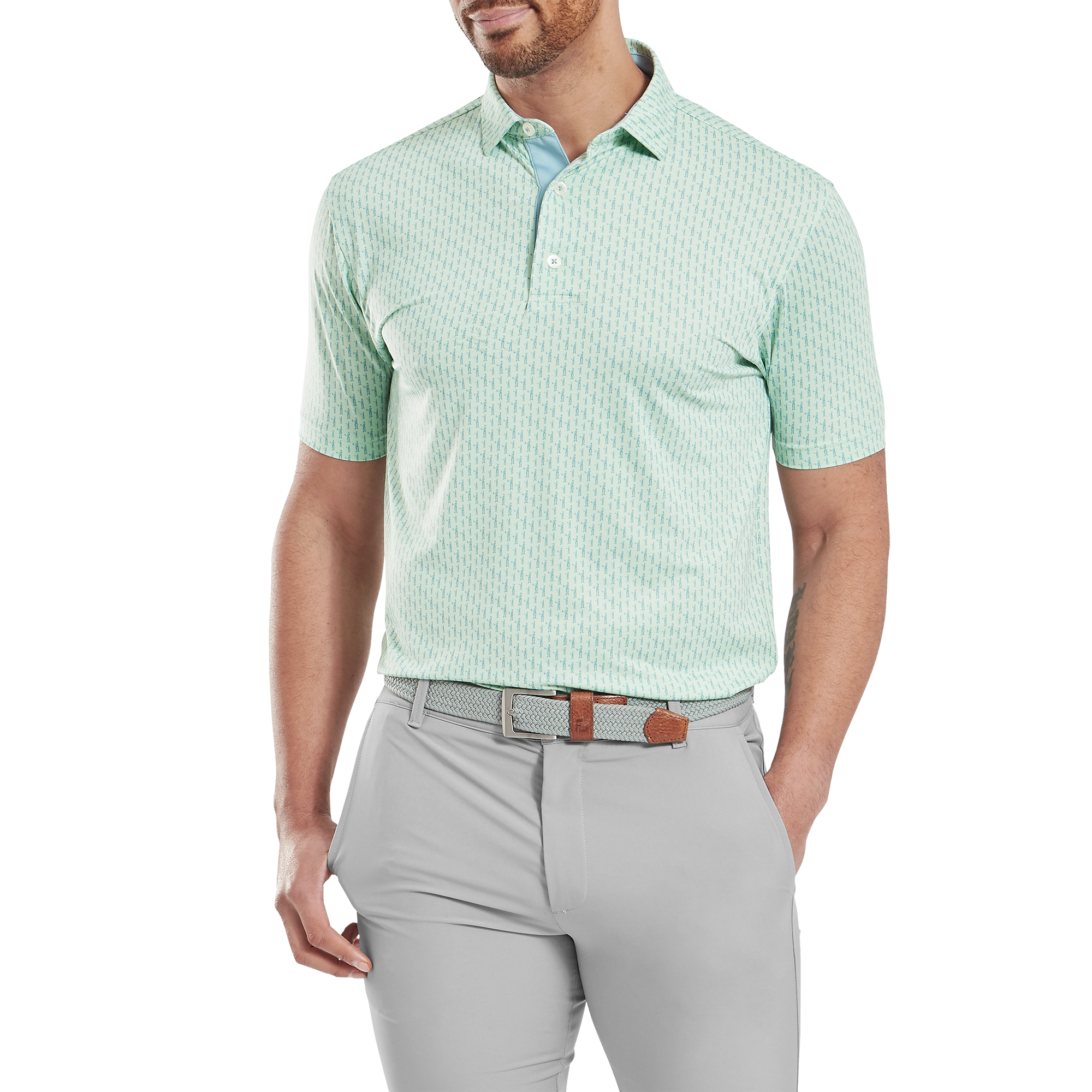 Polo en fil d'Ecosse imprim&eacute; silhouette