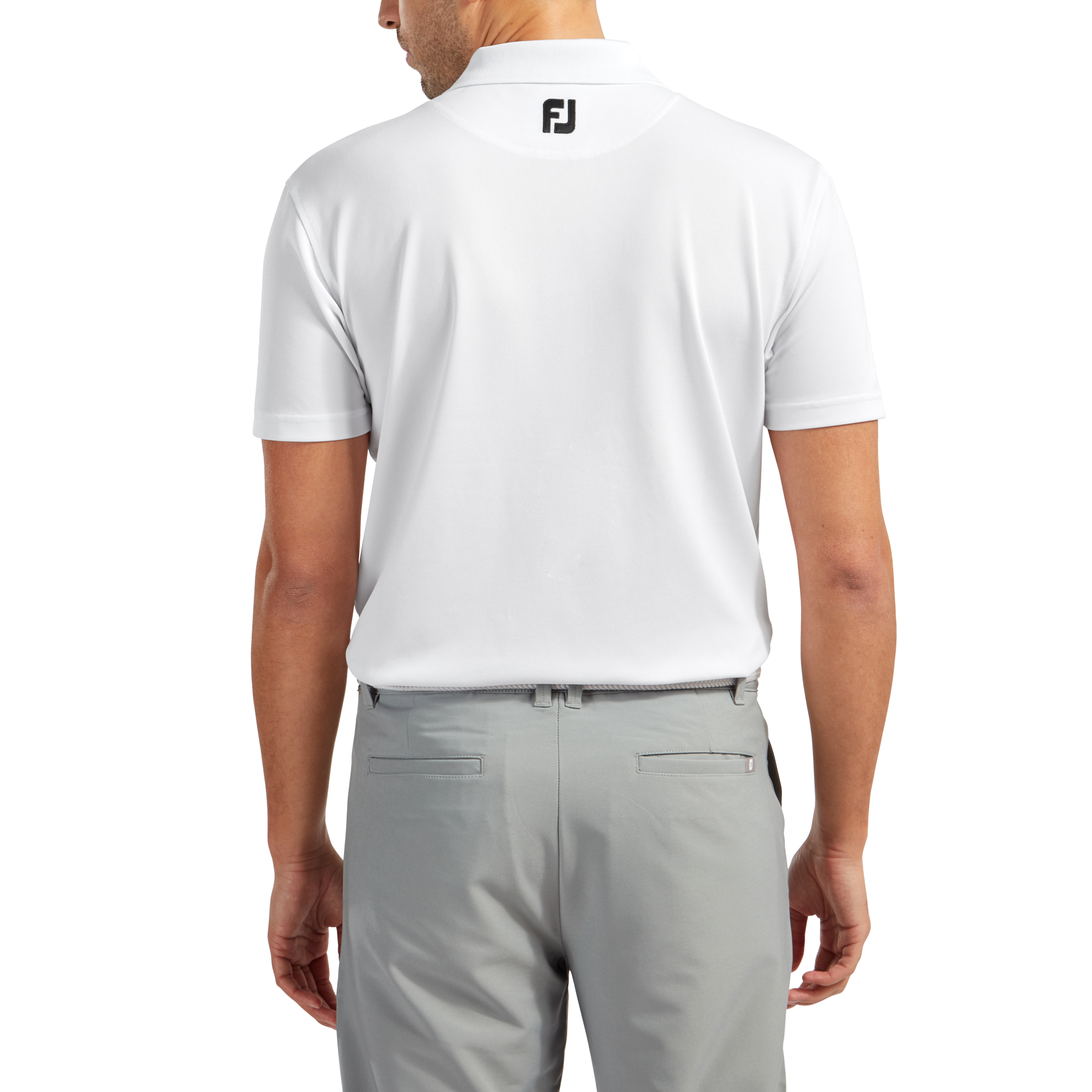 Stretch Pique Solid Rib Knit Collar