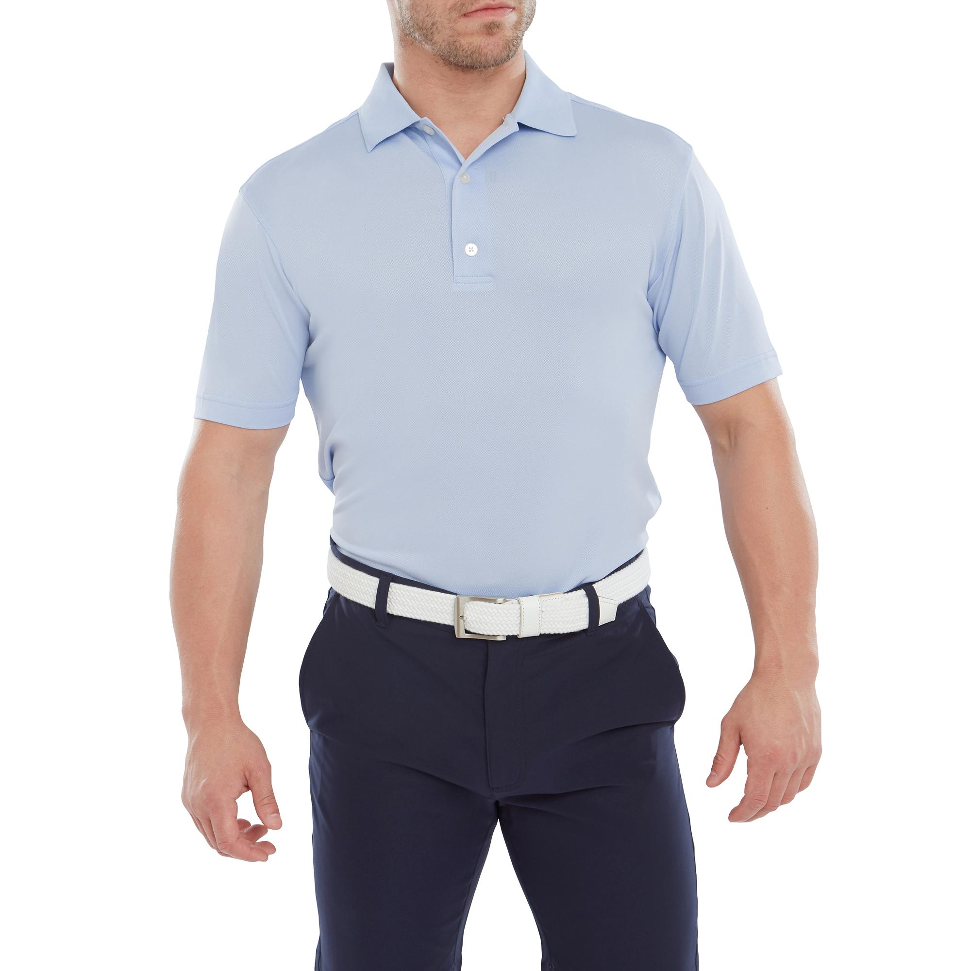 Stretch Pique Solid Rib Knit Collar