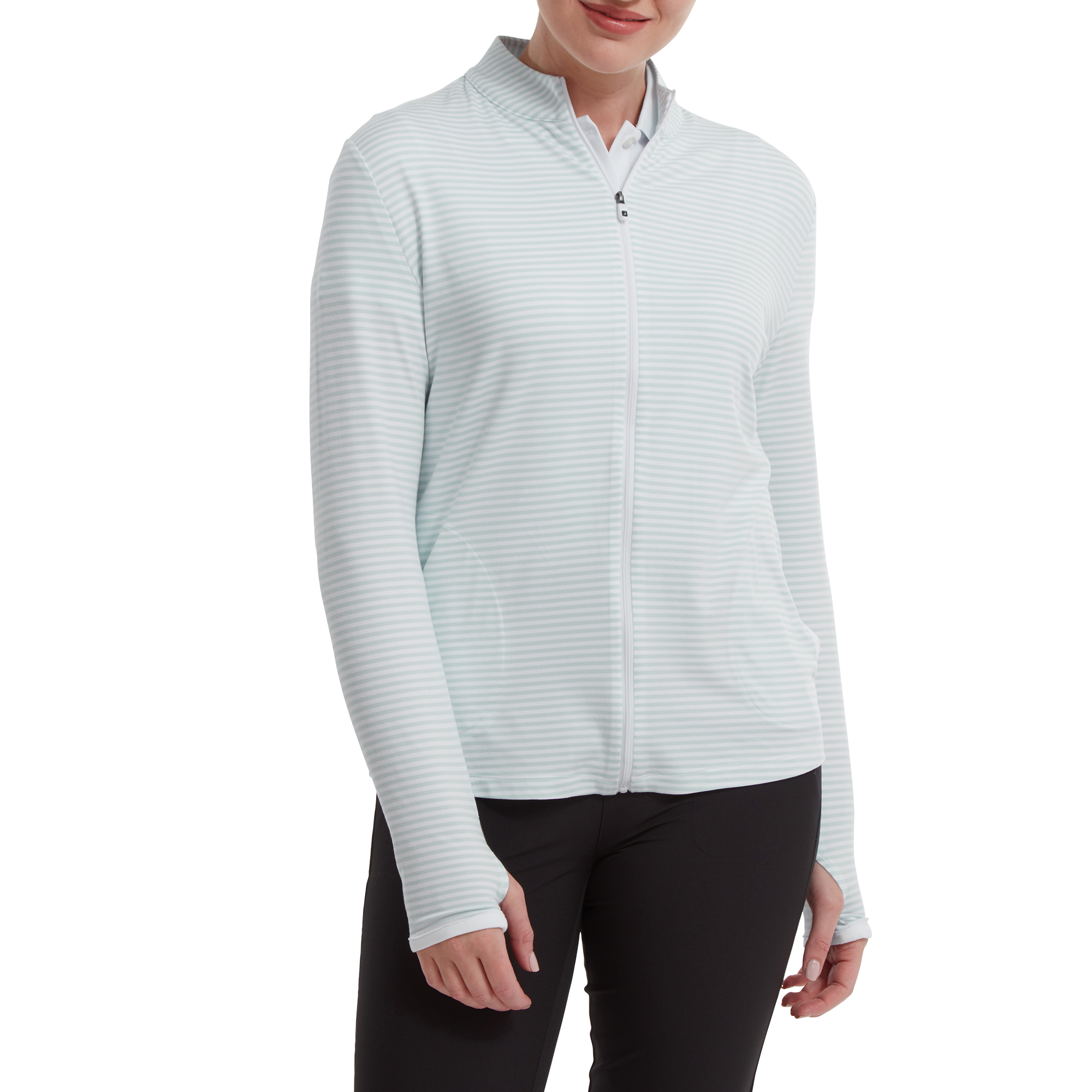 Full-Zip Lightweight Tonal Stripe Midlayer