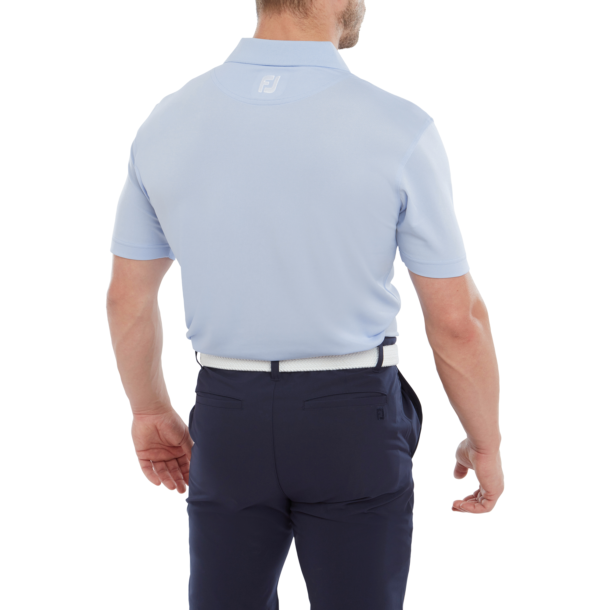 Stretch Pique Solid Rib Knit Collar