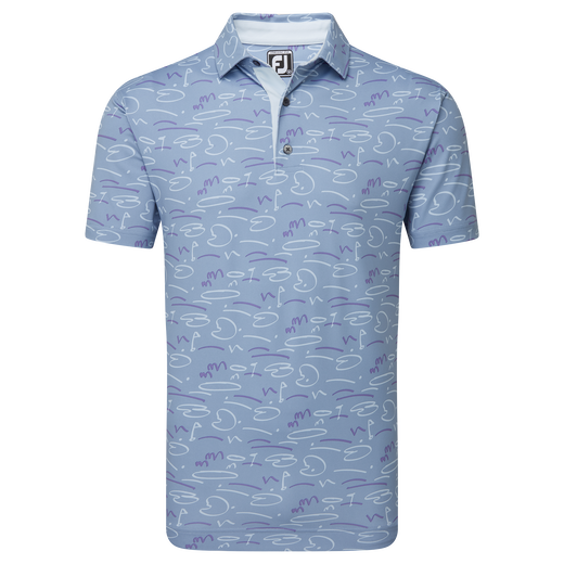 Polo piqu&eacute; imprim&eacute; Parcours de Golf dessin&eacute;