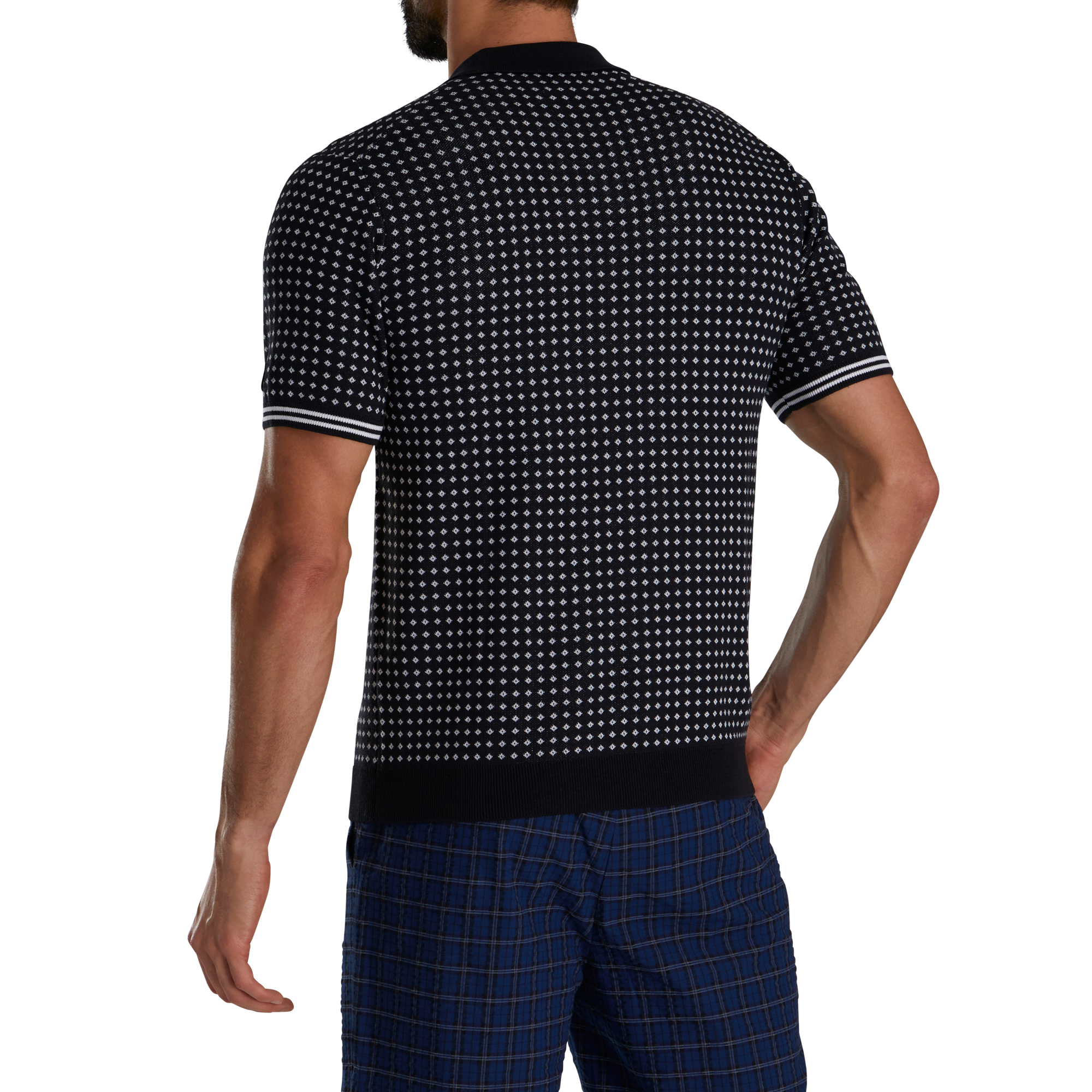 Todd Snyder Short Sleeve Geo Johnny Collar Sweater