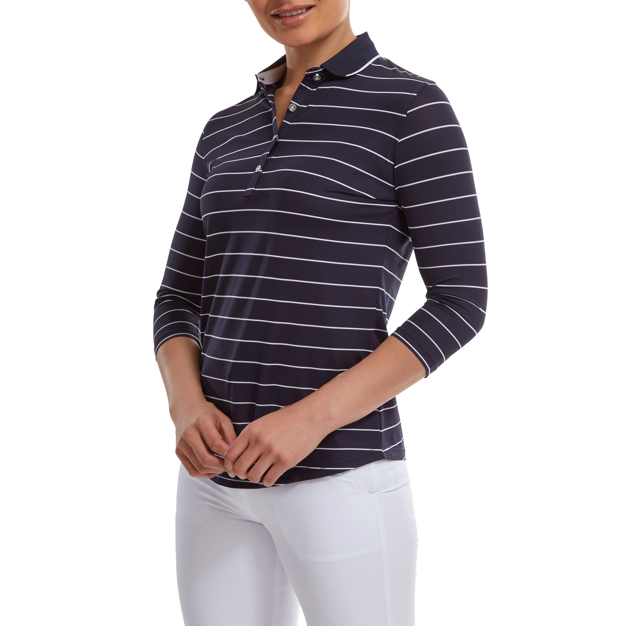 3/4 Sleeve Pinstripe Pique