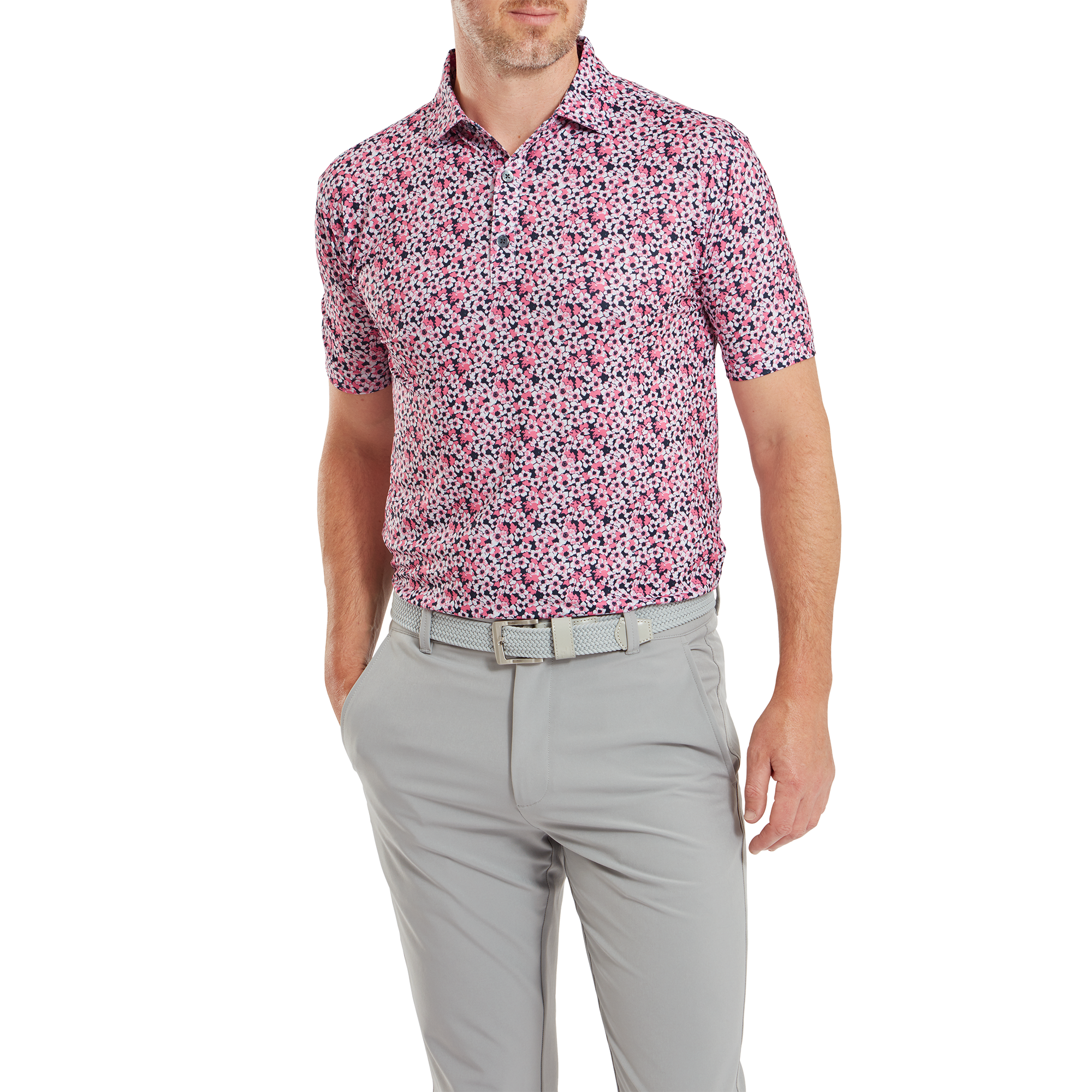 Polo en fil d'Ecosse imprim&eacute; Primev&egrave;re