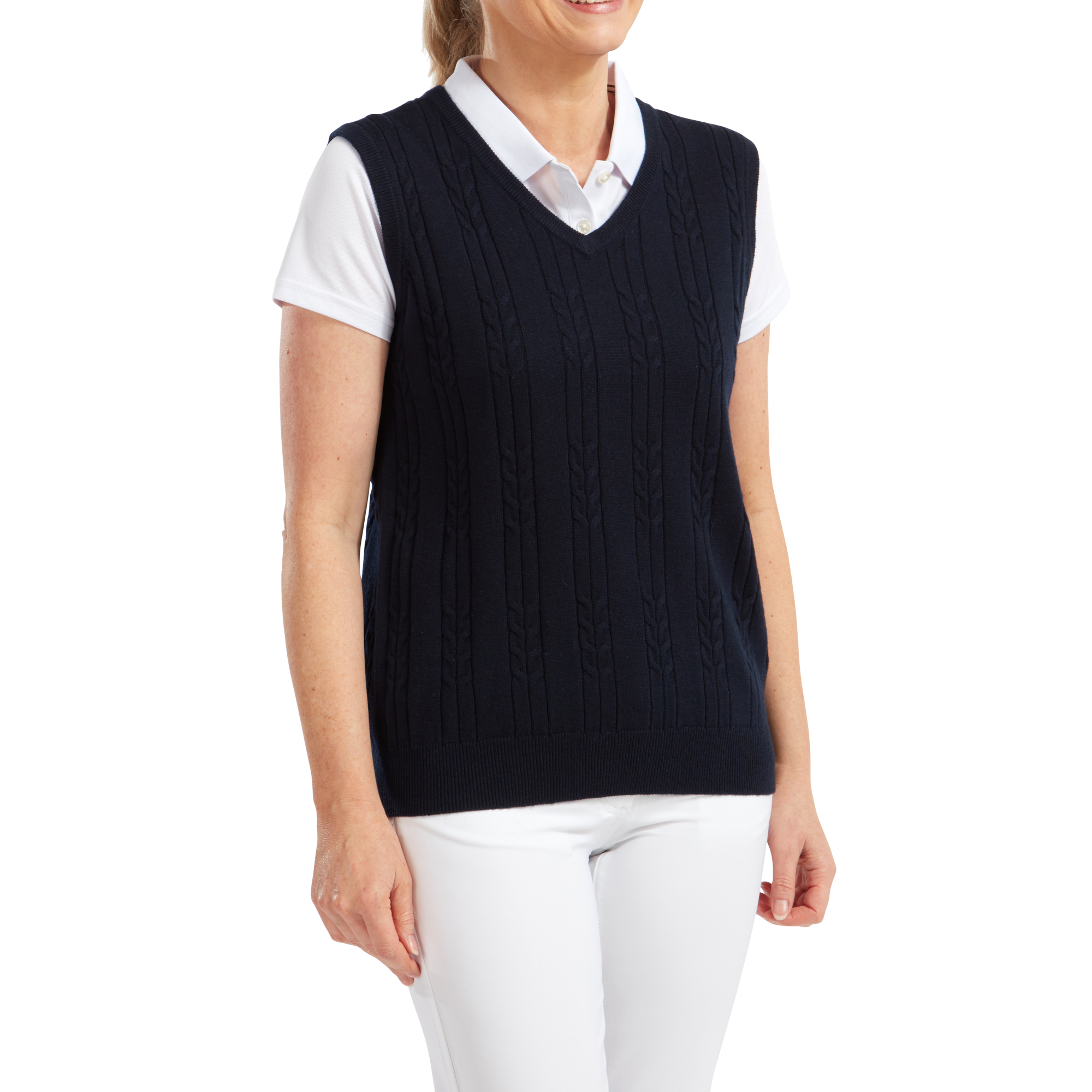 Women's Wool Blend Cable Knit V-Neck Vest